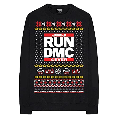 Run DMC Unisex Adult Holiday Christmas Sweatshirt (S) (Black)