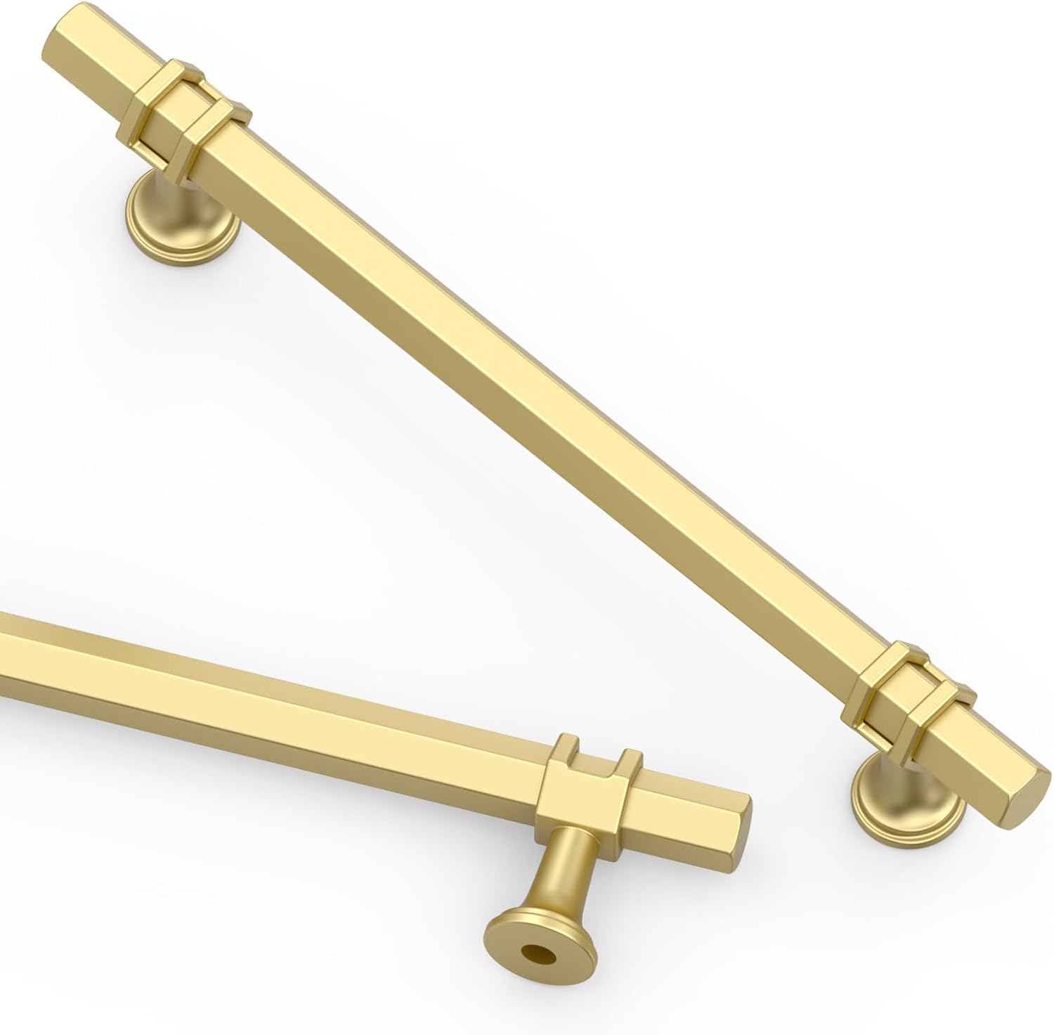 Asidrama 10 Pack 6.3 Inch(160mm) Brushed Gold Kitchen Cabinet Handles, Cabinet Pulls Kitchen Cabinet Hardware for Cupboard Drawer Pulls