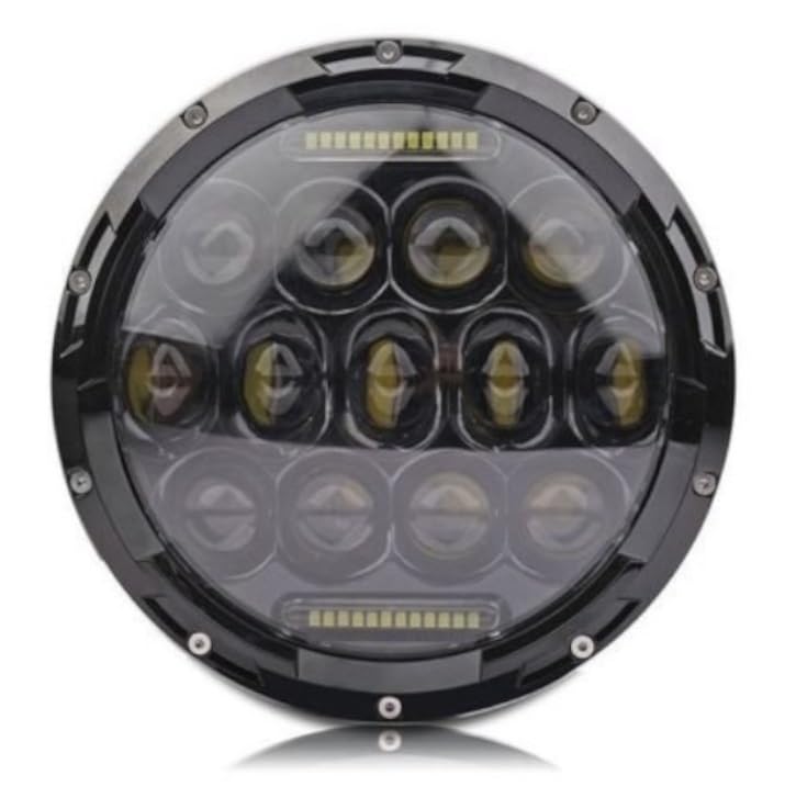 Genérico faro delantero LED redondo 75W 12V 24V 7 pulgadas 3550LM luces de carretera + luces de cruce + luz diurna DRL blanco cable con enchufe H4 para moto coche todoterreno 4x4 todoterreno MTB