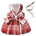 Tikwek Dog Clothes for Small Dogs Girl, Plaid Dog Dress Bow Tie Harness Leash Set, Puppy Cute Bow Skirt, Pet Outfits with Leash Ring,XS M Pet Skirt(Red,S)