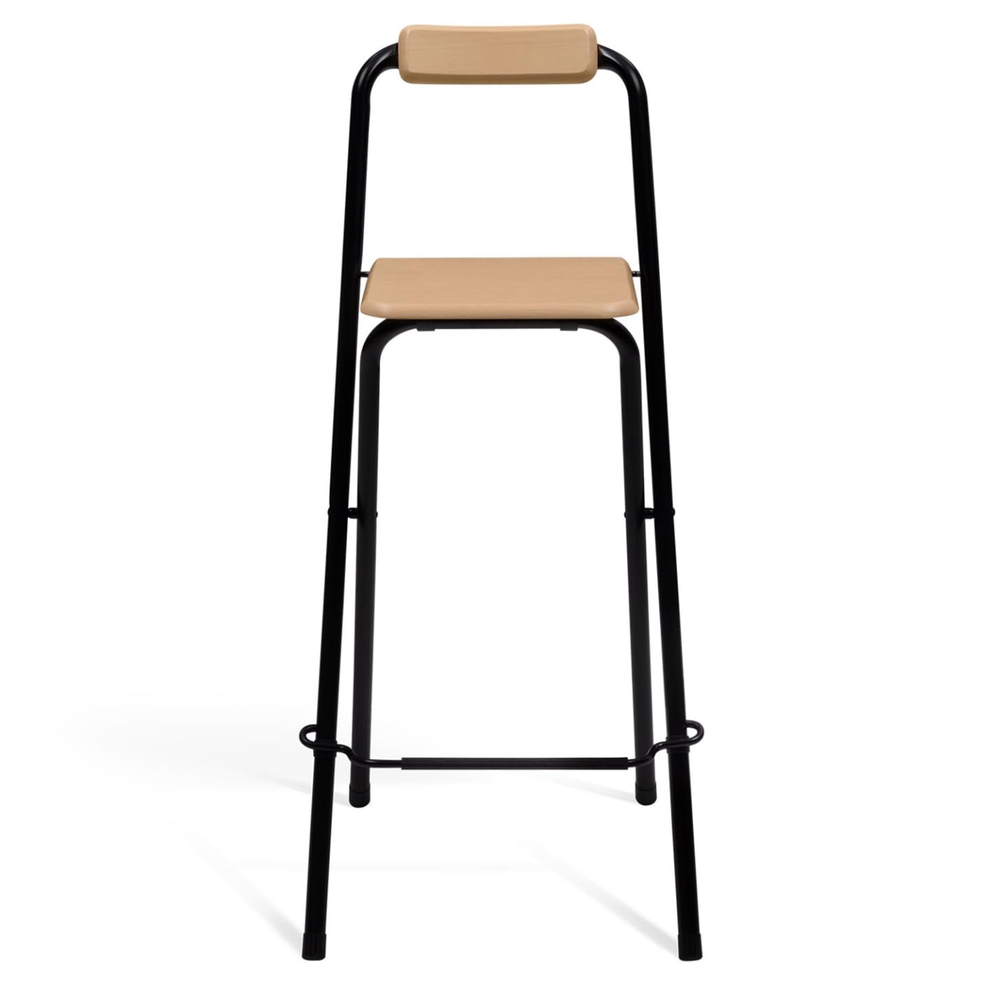 IDMarket - Set von 4 Barhockern Detroit klappbar Schwarze Struktur mit Sitzfläche mit Holzeffekt Industriedesign