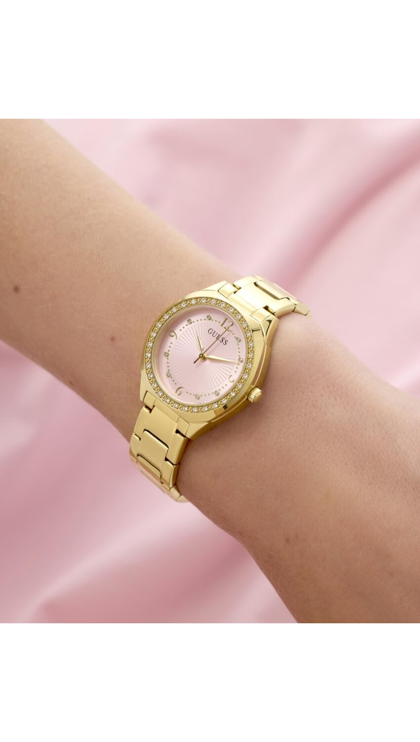 Guess Charlotte GW0767L7 - Reloj de Pulsera analógico para Mujer, Cuarzo, Acero Inoxidable, 30 mm, Correa de Acero Inoxidable, 3 Bares, Color de la Esfera: Rosa