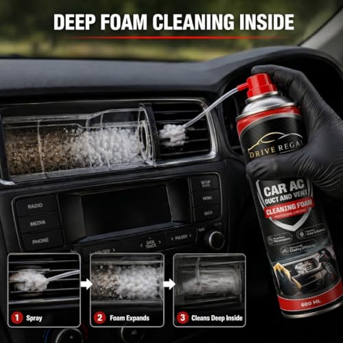 Image of Car AC Vent Cleaner Spray 600ml |Multipurpose & Car AC Cleaner Spray Foam for Deep Cleaning | | Removes Dust, Odor & Germs |AC Cleaning Foam for Vents & Dashboard | No Wash Interior Cleaner