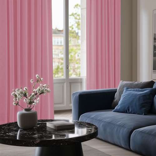 Image of Deconovo Curtains Thermal Insulated Blackout Curtains for Bedroom Sets of 2 Room Darkening Grommet Curtains in Pink 42X63 Inch by Deconovo