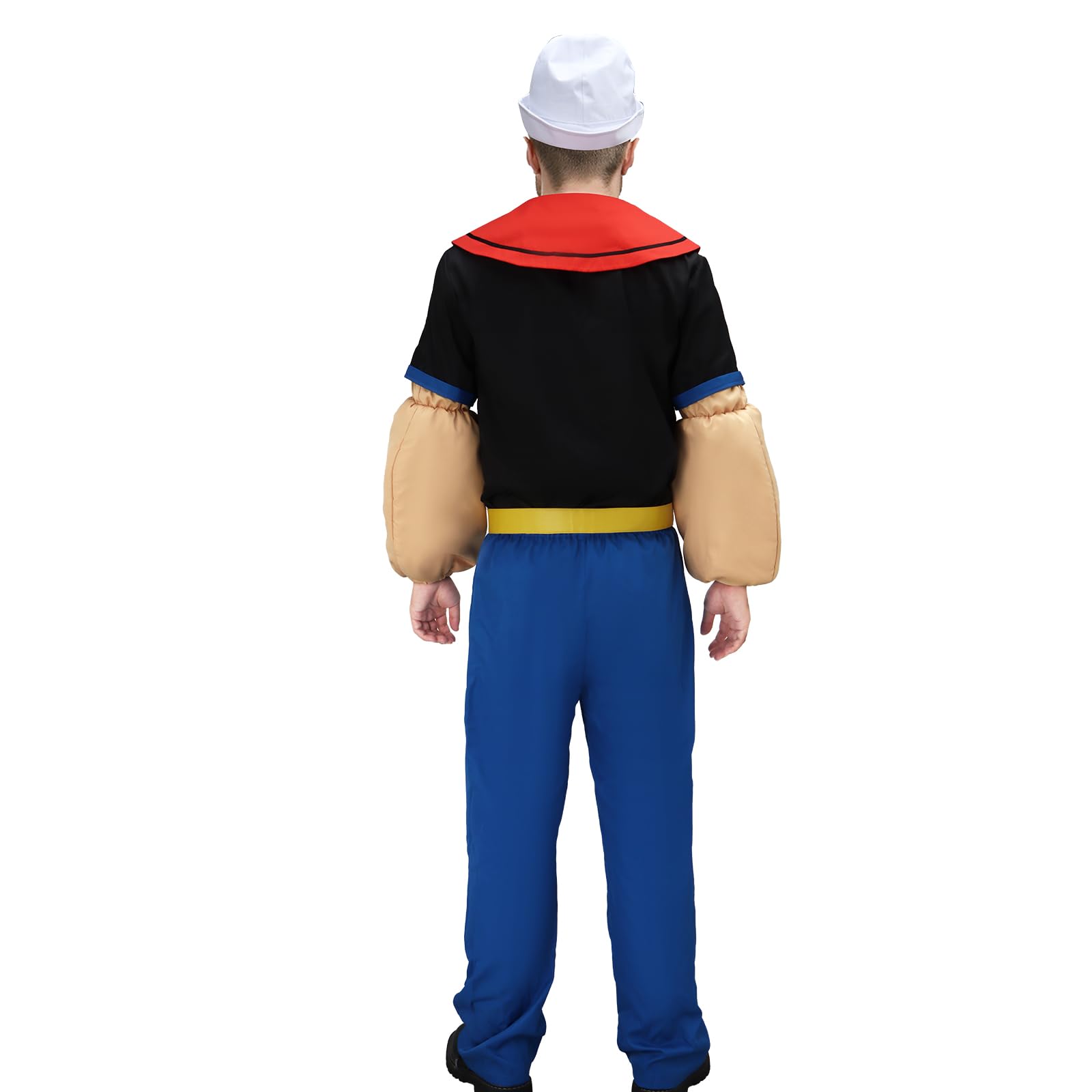 Disfraz de Popeye con Músculos Incorporados y Sombrero de Marinero para Halloween Carnaval