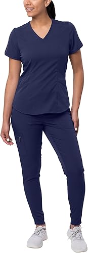 Adar Pro - Conjunto médico moderno para mujer - Camiseta médica moderna con cuello en V y pantalón médico, pantalón de yoga
