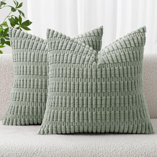 MIULEE Pack of 2 Corduroy Decorative Throw Pillow Covers 18x18