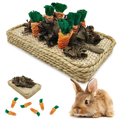 Hamiledyi Pet Fun Bunny Chew Toy Rattan Grass Scratcher Rabbit Enrichment Climbing Play Carrot Digging Toys for Bunnies Rabbits Guinea Pigs Parrots Ferret Hedgehog Squirrel and Other Rodents by Hamiledyi - Used condition - US$13.73