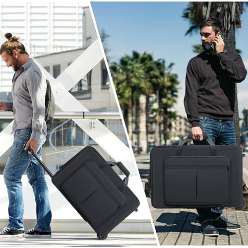 Speaker Bag with Wheels Compatible with QSC K12 / K12.2 / DXR12 MKii, Speaker Rolling Soft Case with Multi-pocket & 2 Fix Straps, Padded Speaker Roller Bag with Retractable Handle (24*17.3*16.5in)