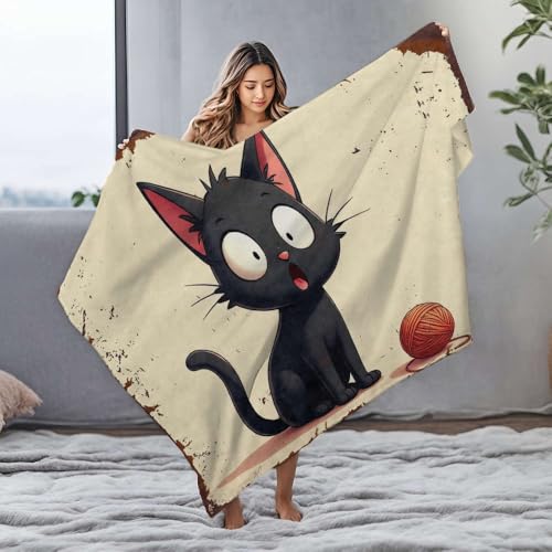 Couverture en flanelle chat noir cadeau idéal douceur maison