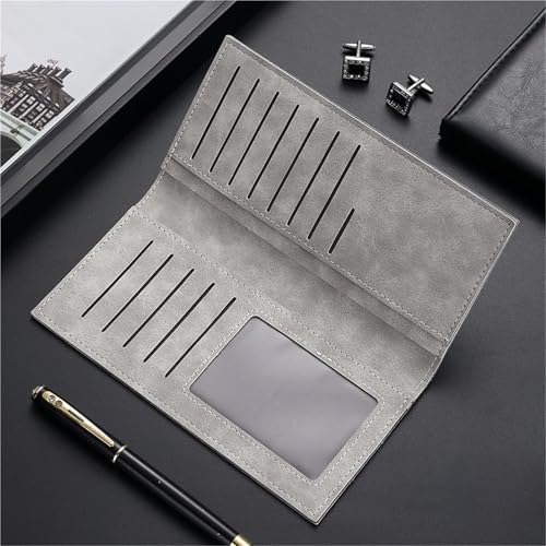 Wallet Long Multi-Card Slots Casual Wallet Card Holder Solid Color Retro Wallet(LightGray)3