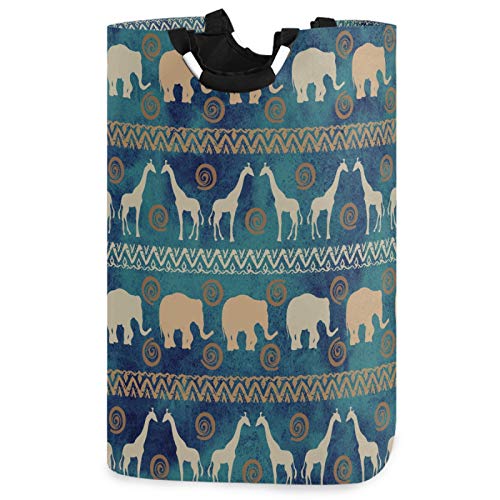Visesunny African Tribal Ethnic Elephant And Deer Large Capacity Laundry Hamper Basket Water-Resistant Oxford Cloth Storage Baskets For Bedroom, Bathroom, Dorm, Kids Room #TOP6
