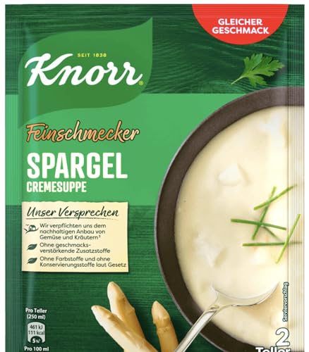 Spargel Cremesuppe - Sopa alemana de preparación rápida sin aditivos, con Crema de Espárragos- 2 porciones - Mezcla lista en un instante - Compatible con Knorr Feinschmecker - 50g