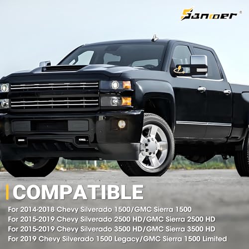 Sanooer Power Folding Towing Mirrors Chrome for 2014-2018 Chevy Silverado GMC Sierra 1500 2500HD 3500HD 2019 Chevy GMC 1500 with Switchback Lights Running Signal Light Heated Set