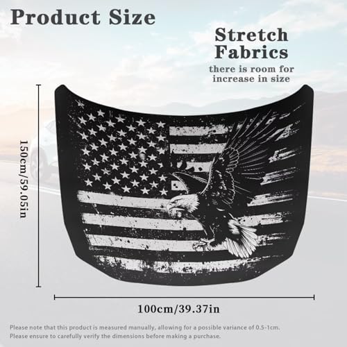 Image of Car Hood Cover, Retro American Flag with Eagle, Stretchable Car Hood Protector, Auto Patriotic Decorations, Waterproof Sun-Proof Automotive Exterior Accessories