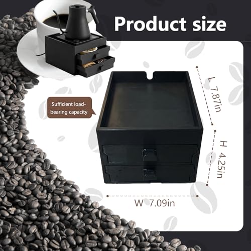 Coffee Brewer Organizer for Intasting Electric Kettle,Two-tier design with elevated kettle platform and pull-out Two-tier storage drawer，Elevated Pour Over Coffee Maker Holder for Beans, Tea & Accessories - Thumbnail 7