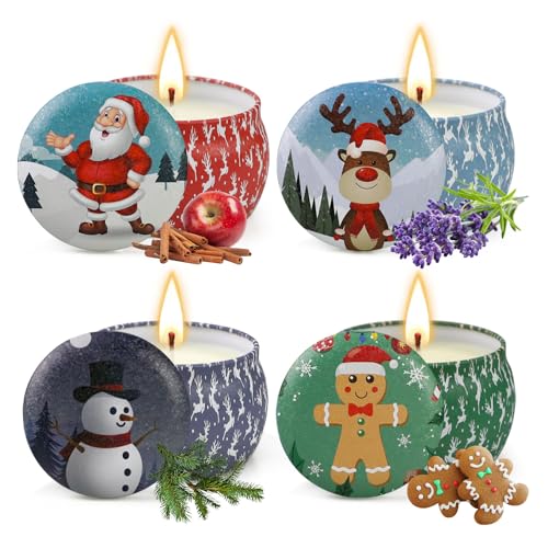 Christmas Candles Gifts for Women, 4 Pack Candles for Home Scented