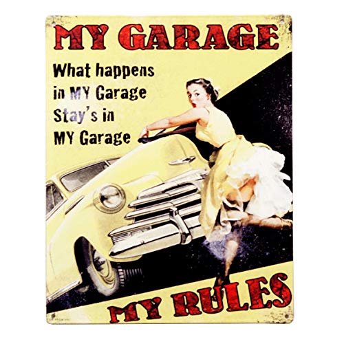 �H���f�� �A���e�B�[�N���^���v���[�g MY GARAGE RULES W20×H25cm HLHT20151