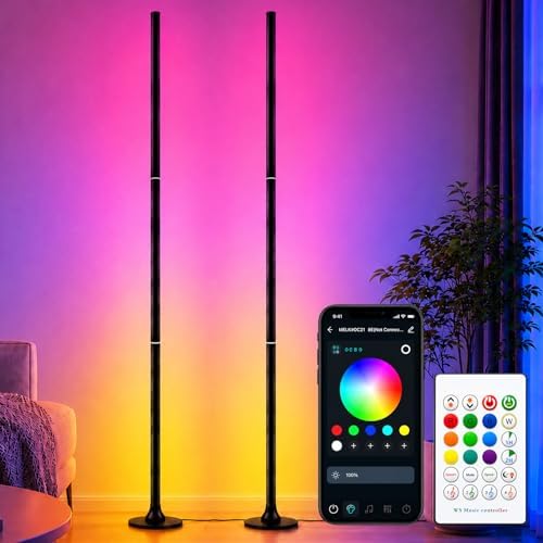 Lámpara de pie RGB para salón, 120 cm, j...