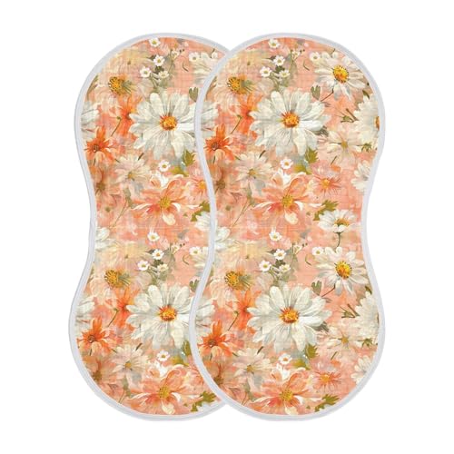xigua White Wildflowers Baby Burp Cloths for Newborn Boys and Girls 1 Pack, Soft & Absorbent Cotton Baby Burp Cloth, Baby Washcloths, Newborn Towel, Burp Rags2