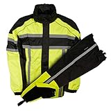 NexGen SH233113 Men's Black and Neon Green Water Resistant Rain Suit with Reflective Tape - 5X-Large
