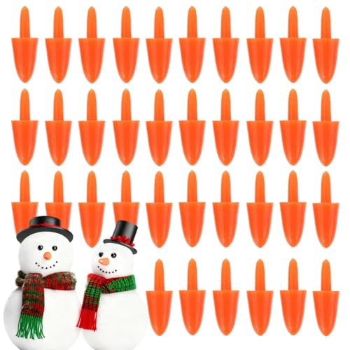 DOITOOL 200 Pcs Snowman Noses for Crafts Plastic Orange Small Carrot Nose Findings for Christmas Snowman DIY Holiday Decoration