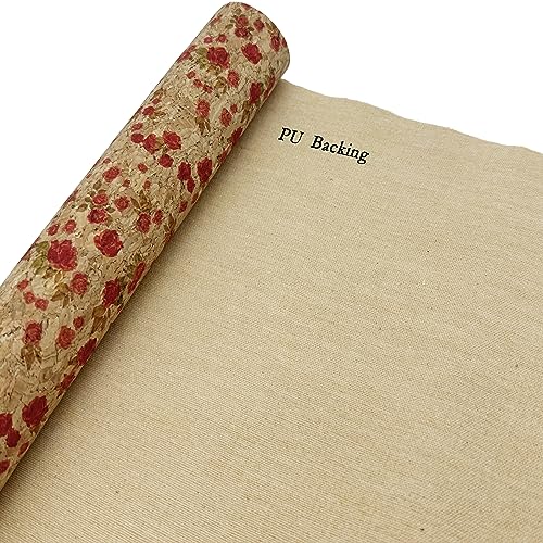 Image of SorenCut Cork Fabric Roll 12 x 52 Inch - Plum Blossom Print Cork Leather Fabric for Earrings, Bow Making, Bags, Wallets & DIY Sewing Projects - Vegan Leather Alternative Craft Sheet