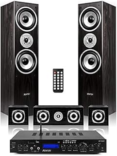 Fenton 5.0 Surround Sound Speaker System Home Cinema Theatre Set with FM Radio Bluetooth Amplifier, Black