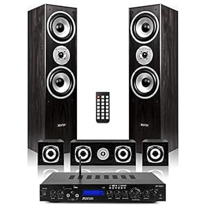 Fenton 5.0 Home Cinema Surround Sound System – Black Home Theatre System with Powerful Surround Sound Speakers, Ideal for Movies and Listening To Music, Home Cinema Surround System