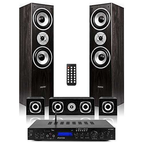 Fenton 5.0 Home Cinema Surround Sound System – Black Home Theatre System with Powerful Surround Sound Speakers, Ideal for Movies and Listening To Music, Home Cinema Surround System
