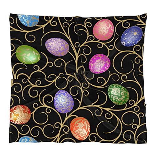 Easter Eggs Color Square Silk Hair Scarf for Women, Lightweight Summer Head Scarf for Girls Wedding Travel Yoga Handkerchief Shawl Sunscreen Scarves Hair Accessories 23.6 Inches