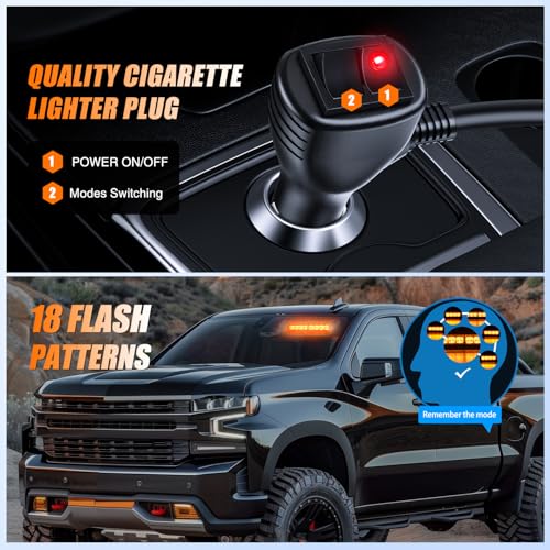 Image of Nilight 8LED Amber Traffic Advisor Strobe Light Bar Hazard Safety | with Vacuum Suction Emergency Dash Warning Flashing Lights Front /Rear Windshield Visor for Truck Police Construction Vehicles