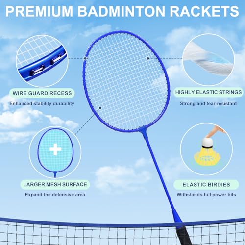 Image of BAGAIL Badminton Net, Height Adjustable Kids Volleyball Net, Foldable Nylon Net 10 ft /14ft /17ft Wide, Tennis Net, Small Pickleball Net for Backyard Game and Indoor Outdoor Use, Easy Setup