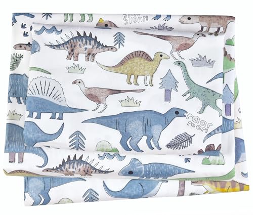 J-pinno Dinosaur World Blue Green Gray Cute Twin 100% Cotton 3 Pieces Sheet Set for Kids Boys Girls Children Flat Sheet + Fitted Sheet + Pillowcase Bedding Decoration Gift Set