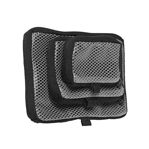 Tasmanian Tiger TT mesh pouch set VL ryggsäck arrangör nät extra fickor set i 3 storlekar med kardborreband baksida (svart)