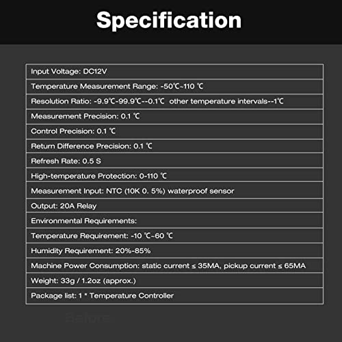 Dc 12V Digital Display Adjustable Microcomputer Electronic Thermostat Intelligent Temperature Controller Switch With Ntc Waterproof Sensor Probe #TOP7