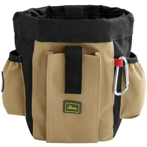 HUNTER Bugrino profi Gürteltasche, Futterbeutel, Leckerlitasche, für Training und Ausbildung, 22 x 18,5 cm, schwarz/beige