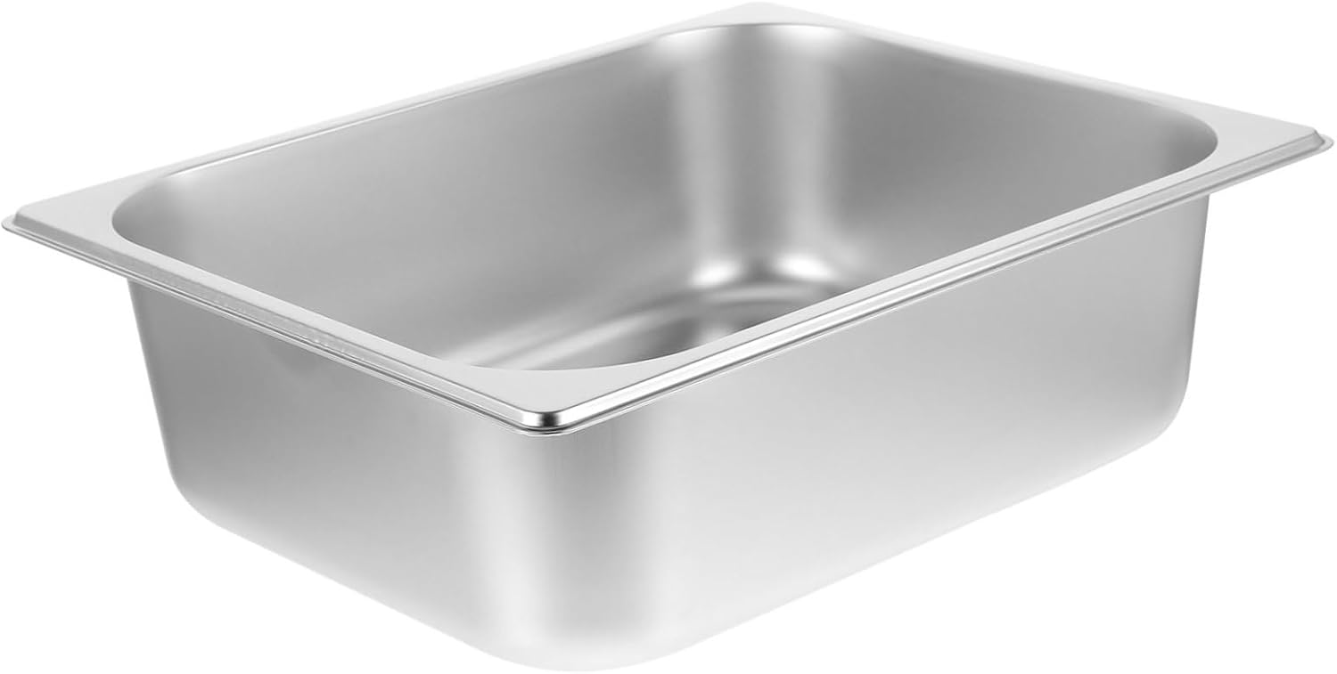 Deep Food Container Stainless Steel Square Basin Buffet Serving Plate Food Tray Suitable for Buffet Canteen
