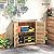 Outsunny Outdoor Storage Cabinet, Wooden Tool Storage Box with Metal Tabletop and Shelf, Potting Bench Table with Double Doors for Patio, Garden, Backyard, Natural Wood
