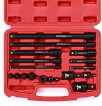 MIXPOWER 18-Piece Drive Tool Accessory Set, Includes Socket Adapters, Extensions and Universal Joints and Impact Coupler, Professional Socket Accessories Set