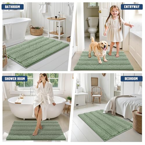 Grandaily Chenille Bathroom Rugs 24x16, Soft Bath Mats, Grayish Green by Grandaily - Used condition - Image 6