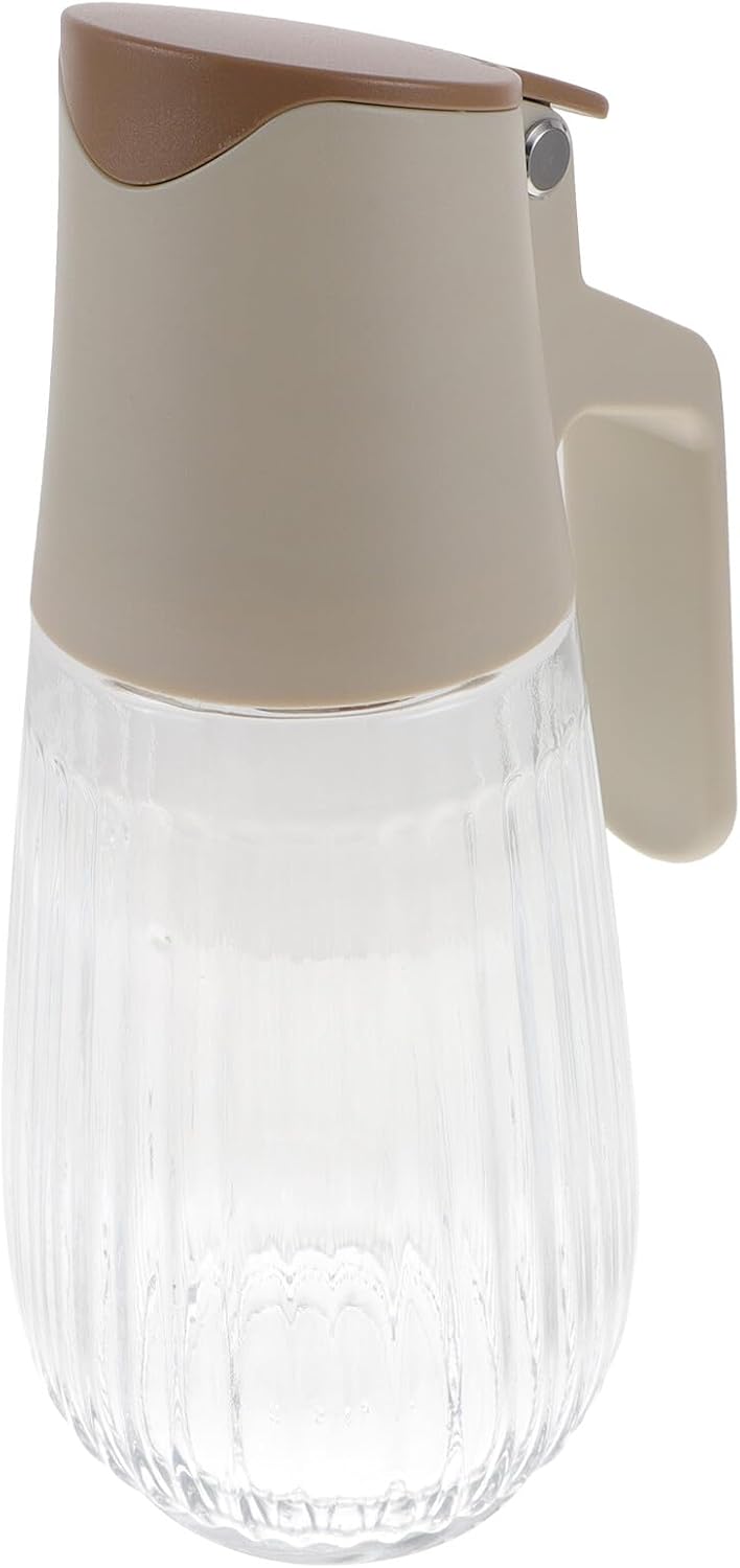 SHINEOFI Automatic Flip- Bottle 580ml White Kitchen Oil Dispenser and Soy Sauce Container Leakproof for Cooking and Dining
