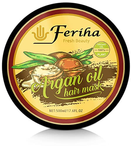 Feriha Moroccan Argan Oil Hair Mask - 17.6 Fl Oz - Professional Salon Quality - Aloe Vera Extracts - Visible Result #TOP1