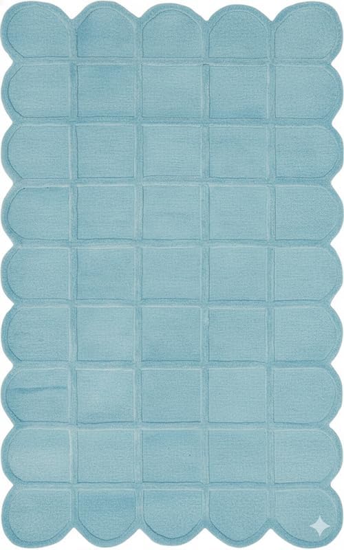 10' x 12' ft Midnight Navy Blue Hand Tufted Area Rug, Soft Carpet, Scalloped Edge Modern Rug for Living Room Bedroom Nursery
