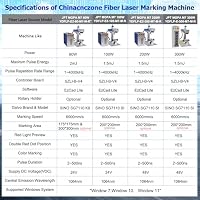 JPT MOPA 60W/100W/200W/300W Faserlaser Gravur Markierungsmaschine Bunte Gravur Schneiden auf Edelstahl 200x200mm+300x300mm Arbeitslinse+D80 Drehwelle Engarver Marker (100W) – Ansicht 4
