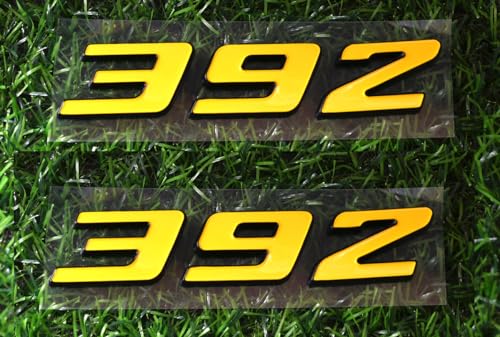 Pair 392 Emblem Side Rear Fender Badge Body Sticker Decal Logo Nameplate 3D Raised Strong Adhesive Replacement for 392 (Yellow)