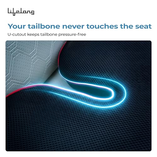Image of Lifelong Car Seat Cushion for Driving | 100% Memory Foam Sciatica & Tailbone Pain Relief | Orthopedic Pillow with Non-Slip Base, Washable Cover | Office Chair & Truck Compatible (LLCC13)