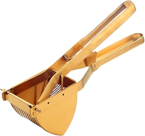 Vista 10 de Acero inoxidable Patata Ricer Exprimidor de Frutas Grande Exprimidor Triángulo Masher Hand Ricer Masher Herramienta de Cocina Rojo Rojo -,Oro,Arco