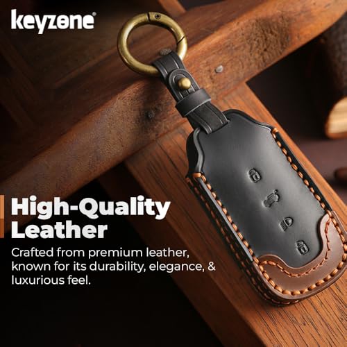 Image of keyzone Leather Key Cover for Tata Harrier, Safari, Sierra, Curvv, Curvv EV Smart Key.