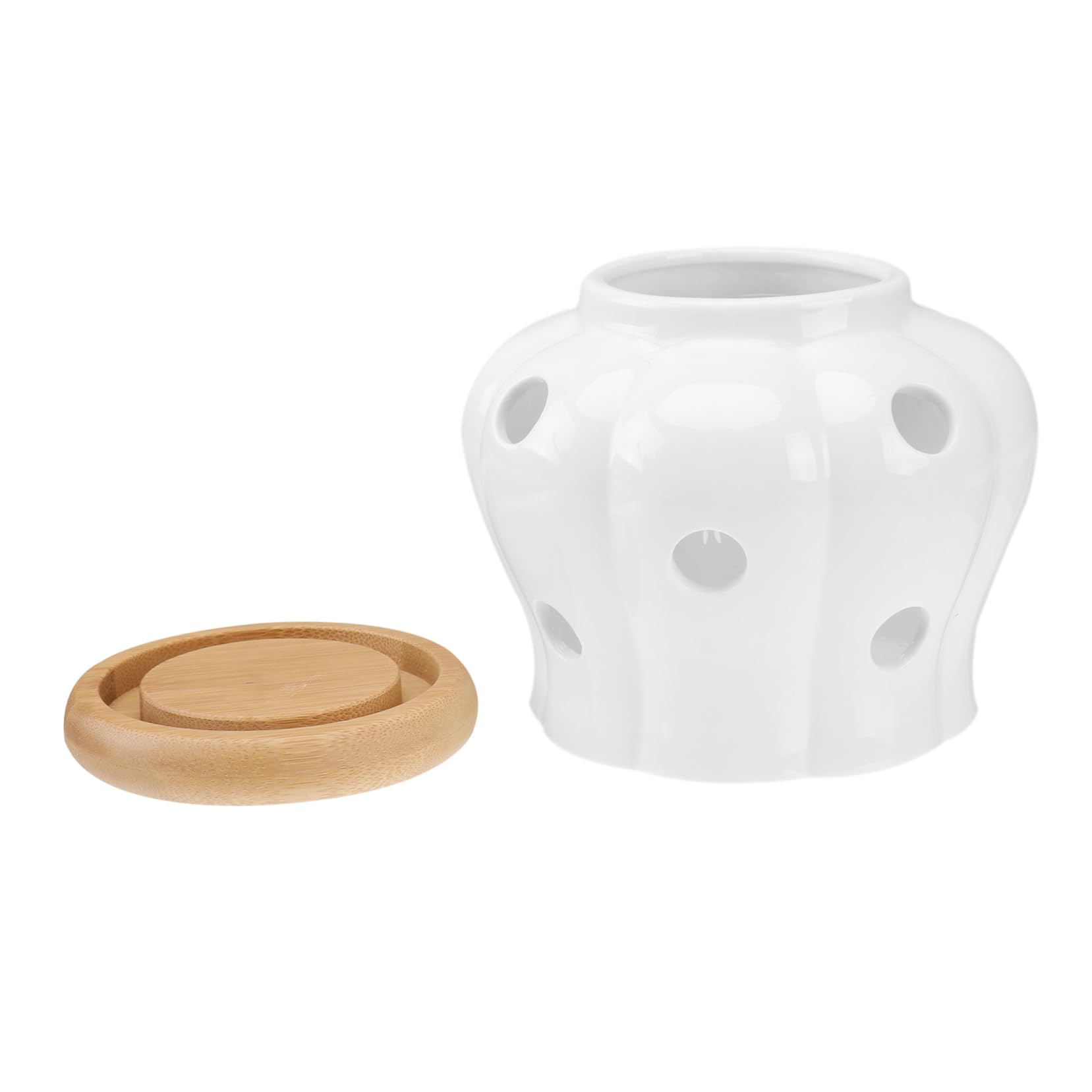 Runde Keramik Aufbewahrungsdose mit Deckel für Knoblauch und Ingwer